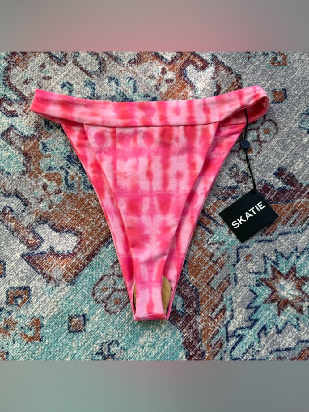 Skatie Pink Tie-Dye “Lollapalooza” High-Cut Bikini Bottom, large, NWT